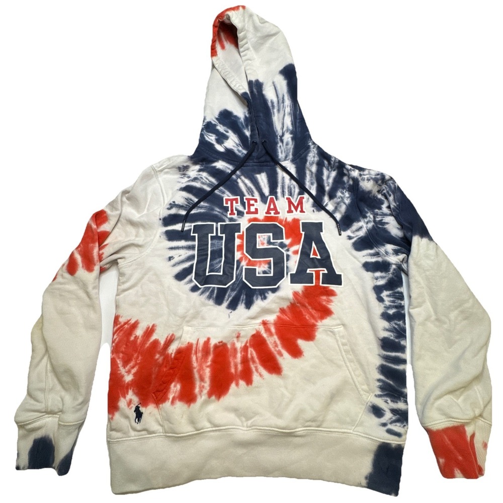 Polo Ralph Lauren Team USA 2020 Tie Dye Hoodie Red White Blue Mens Small SP